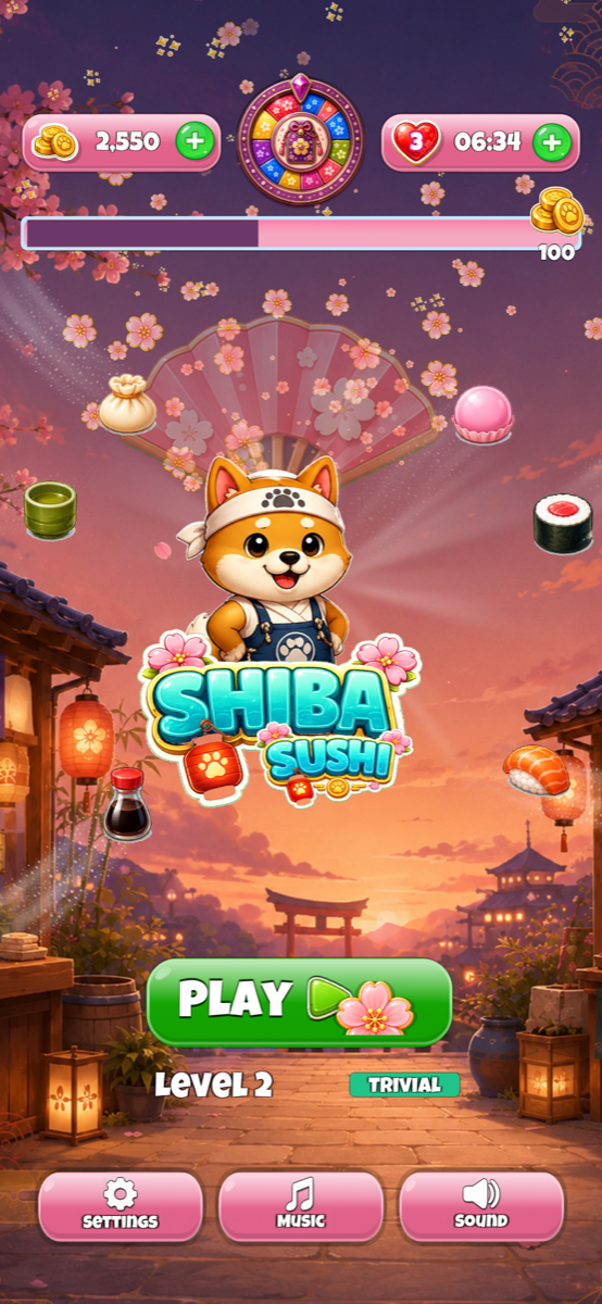Shiba Sushi home screen